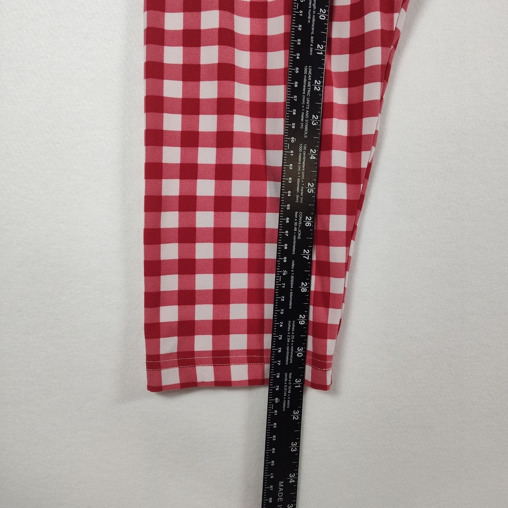 Way to Celebrate Patriotic Red White Gingham Check Leggings XXL 20 Capri Cropped - Picture 7 of 10